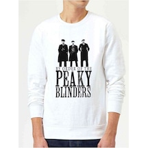 Blinders Tommy Shelby By Order 095 Baskılı Beyaz Erkek Örme Sweat