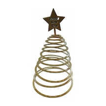 Metal Yaylı Çam Ağacı Yılbaşı Dekoru - Yıldızlı Gold Masa Ve Raf Süsü Diğer