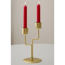 2 Li Metal Asimetrik Gold Şamdan Dekoratif Mumluk Cin993sr Diğer
