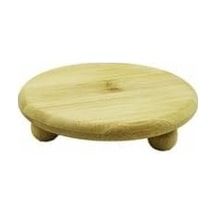 Bambu Sunum Tabağı Ayaklı, Doğal Bambu Malzeme, Yuvarlak Servis Tabağı, 11x11 Cm Açık Gri