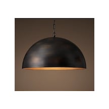 Vintage Zincirli Metal Sarkıt Avize 40 Cm Cap Bakır Fırcalanmış Siyah