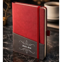Bk Gift Kişiye Özel Kırmızı Termo Deri Defter -1, Kartvizit Bölmeli, Çizgili Ivory Kağıt Kobitmeyencom36018 Bk Gift
