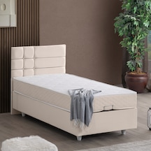 Almada Tek Kişilik Baza Başlık Letto Yatak Seti - Krem 90 x 190