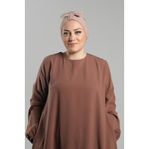 Hürrem Bone Bej Pratik Hazır Geçmeli Fiyonklu Bone Sandy Çift Taraflı Çapraz 3007b 12 Bej