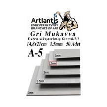 A5 Mukavva Gri 1.5 Mm 50 Adet 1 Paket 14,8x21 Cm A-5 Mukavva 1,5 Mm Kalınlığında A-5 Mukavva 1 Adet