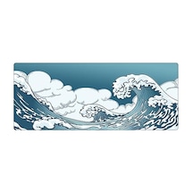Porge Gamer Mouse Pad 90x40 Mouse Pad Xxl Büyük Oyuncu Mousepad Blue Wave, 90x40 Cm 3mm Kalınlık