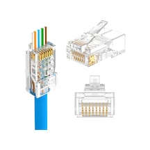 Yeni Nesil Jak Cat5/Cat6 Rj45 Konnektör 100 Lü Paket Ez Plug