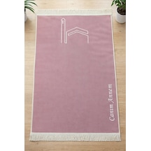 Canım Anneme - Cami Desenli Saçaklı Kadife Seccade - Pembe