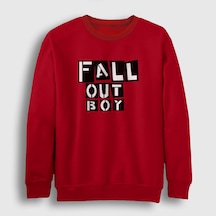 Presmono Unisex Boxes Fall Out Boy Sweatshirt Kırmızı
