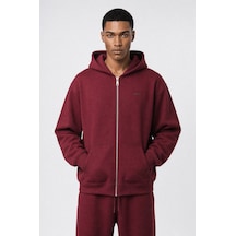 Erkek Respire Basic Oversize Zip Bordo