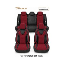 Mitsubishi Asx 2010+ Uyumlu Monza Serisi Tay Tüyü Oto Koltuk Kılıfı Bordo Siyah