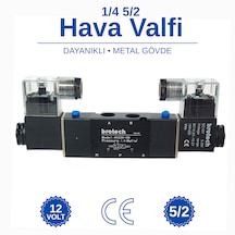 Brotech 1/4 - 5/2 Çift Bobin Selenoid Valf Araç Air Valfi Tır Branda Valfi Pnömatik Valf 12/24/220 Volt