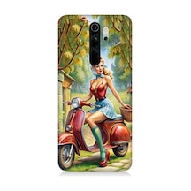 Xiaomi Redmi Note 8 Pro Uyumlu Güzel Kadın Ve Vespa Motosiklet Desenli Silikon Kılıf