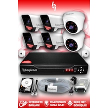 Bayicam 6 Kameralı Süper 2 İç Kamera Set 500 GB 5 MP 2K Net Gece Görüşlü Güvenlik Kamerası Sistemi