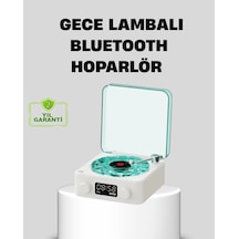 Gece Lambası Stereo Bluetooth Hoparlör Dijital Saatli Vintage Tasarım Çok Fonksiyonlu Çok Renkli