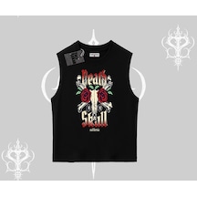 Tarzsokak Kolsuz Tshirt Skull & Roses Vintage West Coast Rebellion Siyah