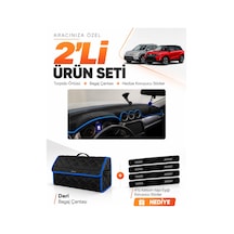 Suzukı Grand Vitara 2013-2025 Uyumlu Torpido Örtüsü + Deri Bagaj Çantası + Sticker - Siyah Mavi
