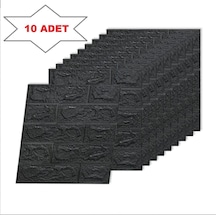 10 Adet 35x38cm Siyah Kendinden Yapışkanlı Duvar Kağıdı Esnek Köpük Panel 3d Tuğla Desen