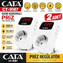 2 Adet 4000w Akım Korumalı Led Göstergeli Priz Kompakt Tasarım İle Güvenli Kullanım Kablosuz