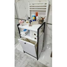 Kirli Çamaşır Sepeti Organizeri Yıkanabilir Kumaş Raflı, Mobilya, 100 50 40 Cm / 90 L Beyaz Açık Bej