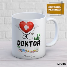 Kişiye Özel Meslek Temalı Kupa İsimli & Fotoğraflı Premium Hediye Bardak Doktor Beyaz