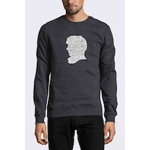 Sherlock Impossible Baskılı Füme Antrasit Erkek Sweatshirt