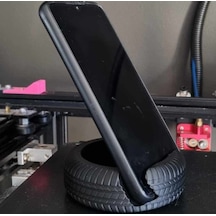 3d Yazıcı Tasarımı Lastik Görünümlü Dekoratif Masaüstü Telefon Standı