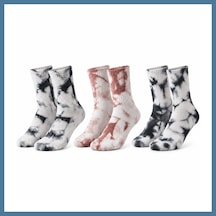 Bezos Unisex Batik Desenli Çorap 3'lü Set Pamuklu Uzun Soket Günlük Spor Nefes Alan Dikişsiz Btkfz Çok  Renkli