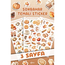 86 Parça Sonbahar Temalı Sticker Seti - Kalem Suluk Defter Cam Masa Laptop Tablet Sticker Çok Renkli