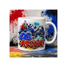 Artvin Temalı Kupa Bardak Modern İllüstrasyon Desen 7 Beyaz Beyaz