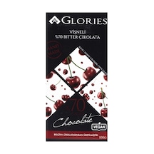 Glorıes Tablet Çikolata 100g Vişne Kakao - Vegan Bitter Çikolata 3'li Ekonomik Paket Avantaj Paketi