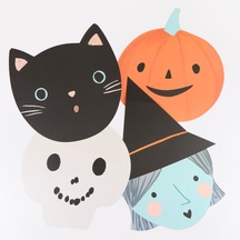 Meri Meri - Halloween - Cadılar Bayramı Kafalar Kağıt Amerikan Servis - 12 Adet