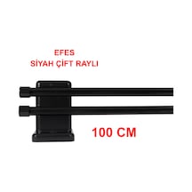 Efes Ahşap Başlıklı Alüminyum Kanallı ''çift Raylı'' Modern Rustik-siyah 100 Cm Siyah