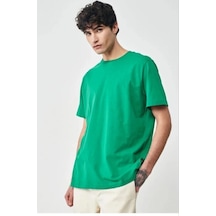 Ertaştrendstore Erkek Düz Penye Tişört Bisiklet Yaka Kısa Kol Regular Fit T-shirt - Yeşil Çok Renk