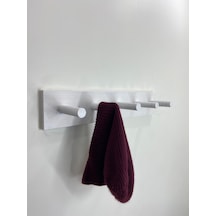 Ahşap Askılık, Ahşap Vestiyer, 5 Askılı Duvar Askılığı Beyaz