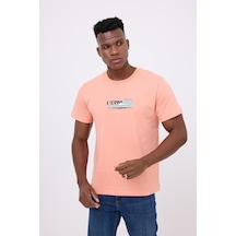 Marıne Tee Deniz Temalı Ribana Bisiklet Yaka Pamuk T-shirt-3117 Mercan