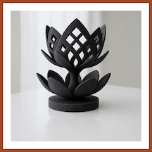 Bezos 3d Baskı Lotus Çiçeği Mumluk - Dekoratif Tealight Mumluk-siyah Pro