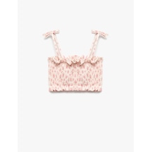 Koton Gipeli Fiypnk Detaylı Çiçekli Askılı Crop Bluz Pembe Desenli 5skg60139ak Pembe