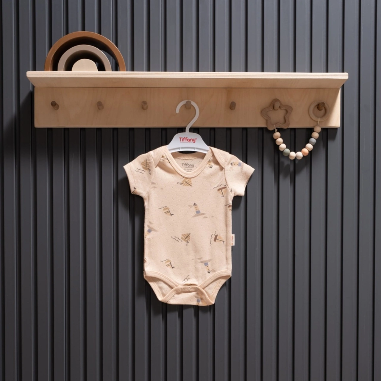 Tiffany Baby & Kids Tiffany Baby Boat Jakarlı Theme Yarım Kol Body 43008 Bej