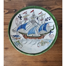 Geleneksel İznik Desenli Çini Tabak Kalyon Desen
