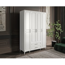 GuneyStore Gözde 4 Kapaklı Komple MDF Beyaz Gardırop