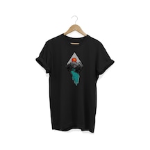 Dere Baskılı Siyah T-shirt Siyah