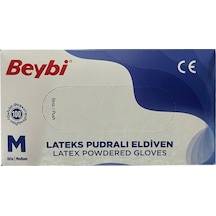 Beybi Latex Pudralı Muayene Eldiveni Medium 100 Lü