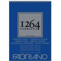 Fabriano 1264 Drawing Black Paper Siyah Çizim Defteri Üstten Spir N11.14