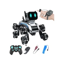 Giffy/oyuncak 2.4 Ghz Uzaktan Ve Bilekten Kumandalı Şarjlı 8 Teker Akrobat Robot Köpek Müzikli Ve Led Işıklı Full Fonksiyon Akıllı Köpek Yavrusu Çift Kumanda Kontollü Altın - Siyah