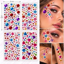 4 Adet Birden Yapışkanlı Yüz Taşı Face Gems Taşlı Yüz Ve Vücut Süsü