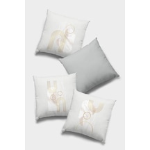 Gri Modern Desenli Çift Taraf 4'lü Set Kırlent Kılıfı 4kr057n11