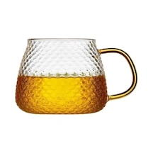 Morponi Borosilikat Cam Lüks Buzlu Cam Kupa Gold Sap Detaylı 350 Ml 1 Adet Şeffaf