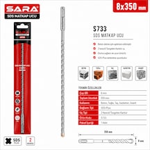 Sara S733 Sds Plus Matkap Ucu 8 X 350 Mm, 2 Kesicili Tungsten Karbür Uçlu