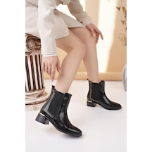 Nesilshoes Nesil Shoes Mddm 9782 Siyah Lastikli Topuklu Kadın Bot